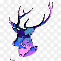 紫色手绘小鹿