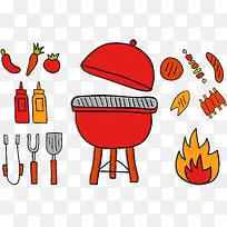 卡通可爱红色餐具厨具烤炉