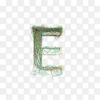 手绘彩线缠绕英文字母E