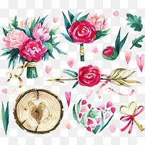 9款彩绘玫瑰花束和木桩