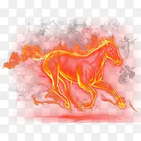 奔跑的身上燃烧火焰的马
