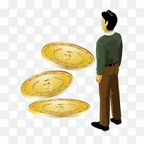 矢量手绘金钱炫富