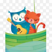 可爱小猫猫头鹰接