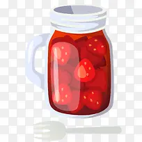 红色的水果罐头设计