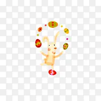 卡通小兔子玩杂技