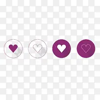 扁平白色和紫色心形混搭图标