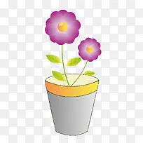 紫色雏菊盆栽矢量素材