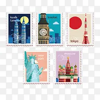 五张旅游纪念邮票