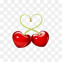 象征爱情的两颗心形樱桃
