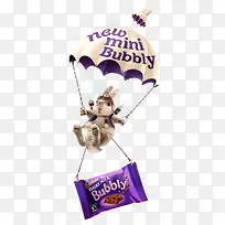 带着巧克力跳伞的兔子
