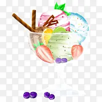 手绘装饰冰淇淋甜品插画