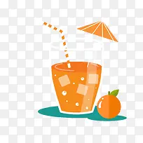 橙色杯装橙子果汁饮料