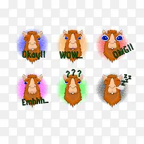 矢量EMOJI动物骆驼表情包