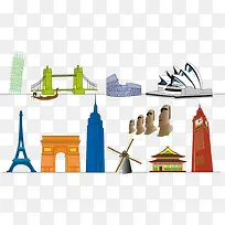各国卡通著名建筑物