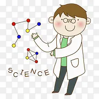 手绘分子和男人免抠图