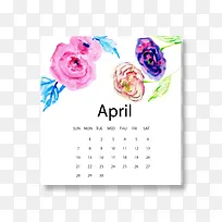 红紫色2019年4月花朵日历