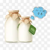 玻璃瓶中的牛奶