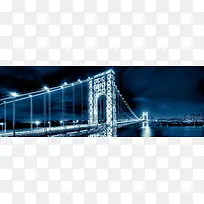欧美铁桥夜景banner创意设计