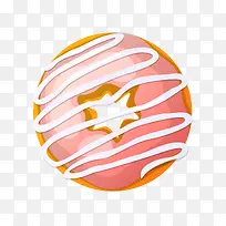 粉色美味手绘白色奶油甜甜圈矢量