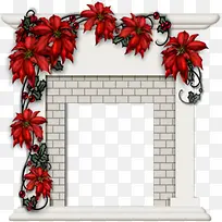 红色花藤装饰白色门
