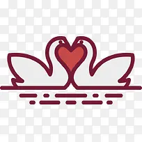 手绘天鹅心形元素