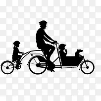 全家人骑自行车剪影