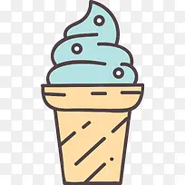 蓝色扁平卡通冰淇淋