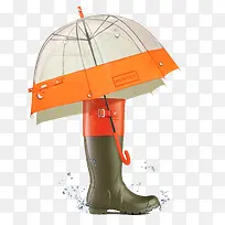 雨伞和雨鞋元素