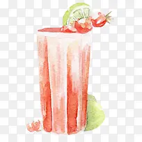 粉色水墨创意果汁饮料元素