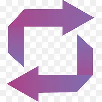 紫色折纸循环箭头