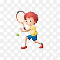 打网球的卡通男生