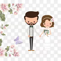 免抠卡通手绘结婚季结婚的新娘新