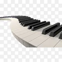 弯曲的钢琴键盘