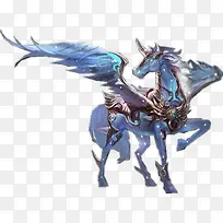 独角马蓝色游戏坐骑