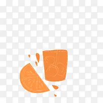 橙色手绘橙汁矢量图