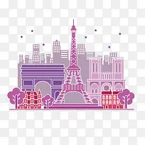 巴黎紫色的埃菲尔铁塔