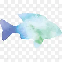 蓝色水彩梦幻海鱼