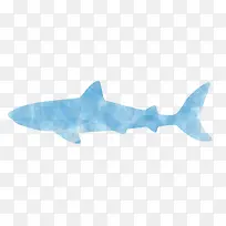 蓝色水彩梦幻鲨鱼
