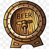 卡通酒啤酒木桶图标