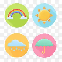 天气卡通图标彩虹伞