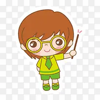 拿着棒子女孩小人卡通