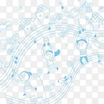 简笔画漂浮音乐的符号小朋友