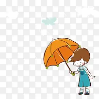 打伞的小孩