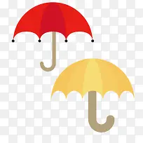 黄色的雨伞和红色的雨伞