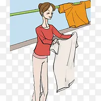 洗衣服的妇女形象
