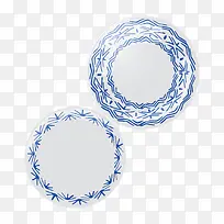 青花瓷装饰矢量餐盘