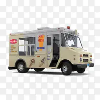 一辆白色卡通造型早餐车