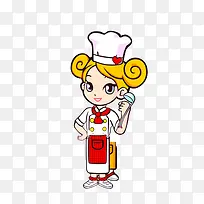 卡通可爱漂亮的女厨师