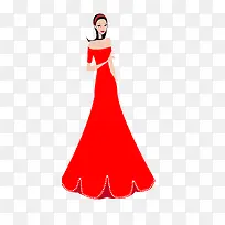 卡通红色晚礼服时尚女人