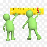 两个小人用尺子测量